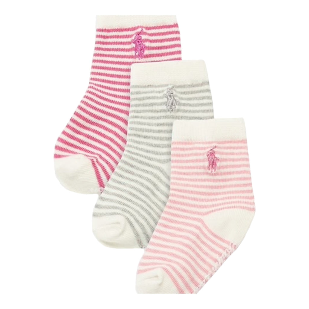 Ralph Lauren, socks, Ralph Lauren - 3pr pack stripe, pink