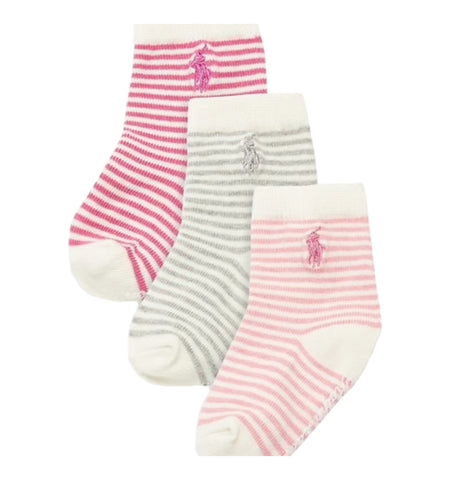 Ralph Lauren, socks, Ralph Lauren - 3pr pack stripe, pink