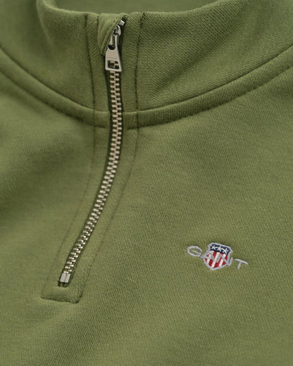 Gant - Shield, half zip sweatshirt, olive green