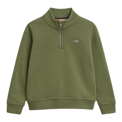 Gant - Shield, half zip sweatshirt, olive green