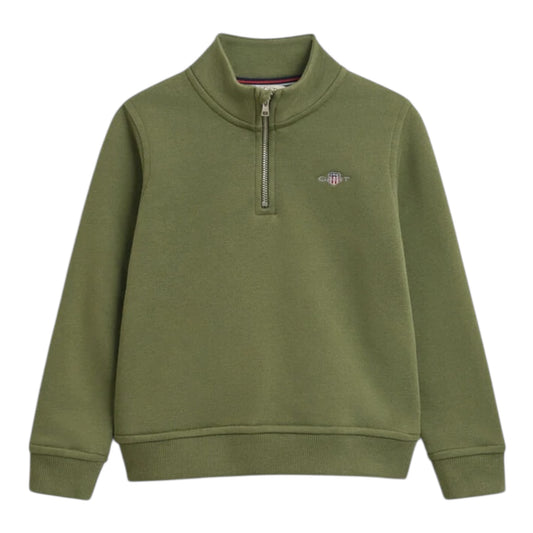 Gant - Shield, half zip sweatshirt, olive green