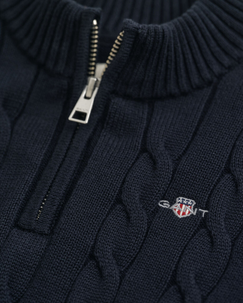 Gant - Navy, cable knit, half zip top, 2-8yrs