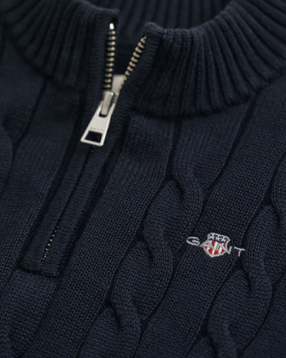 Gant - Navy, cable knit, half zip top, 2-8yrs