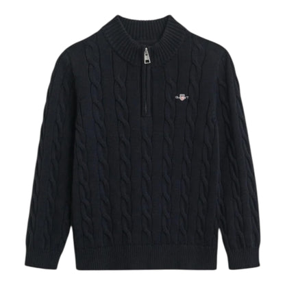 Gant - Navy, cable knit, half zip top, 2-8yrs