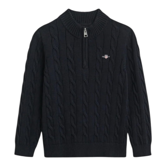 Gant - Navy, cable knit, half zip top, 2-8yrs