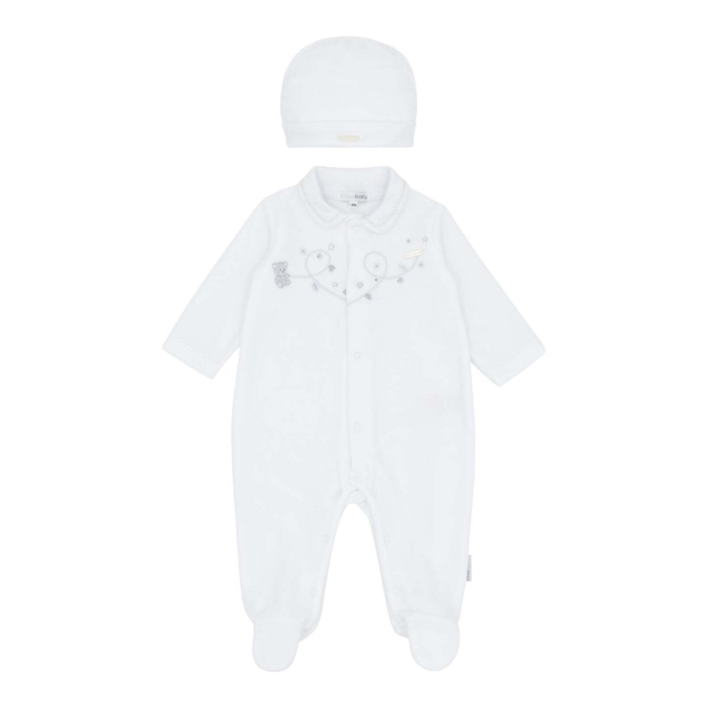 blues baby - White velour all in one with hat