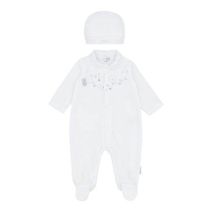 blues baby - White velour all in one with hat