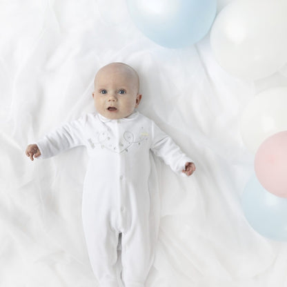 blues baby - White velour all in one with hat