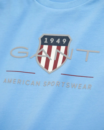 Gant - Blue long sleeved, shield print LS top,  2-8yrs