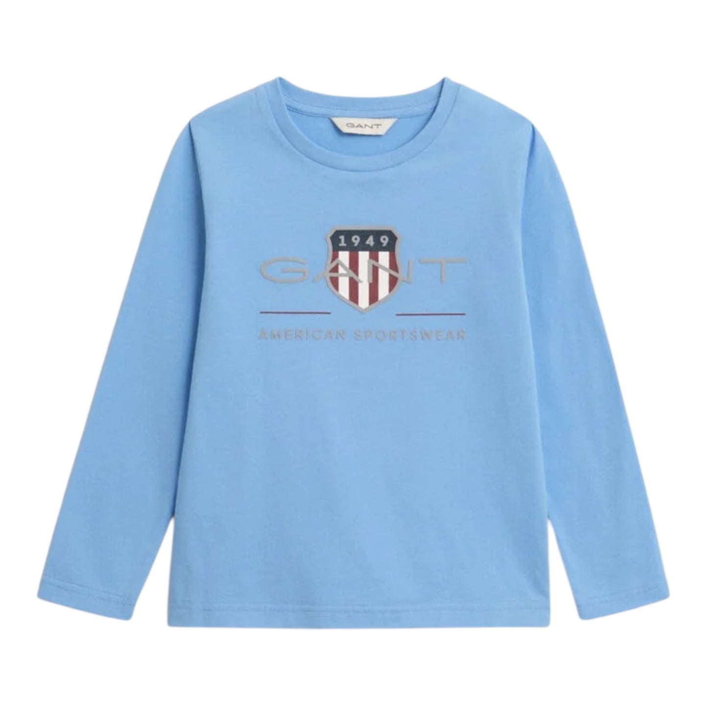 Gant - Blue long sleeved, shield print LS top,  2-8yrs