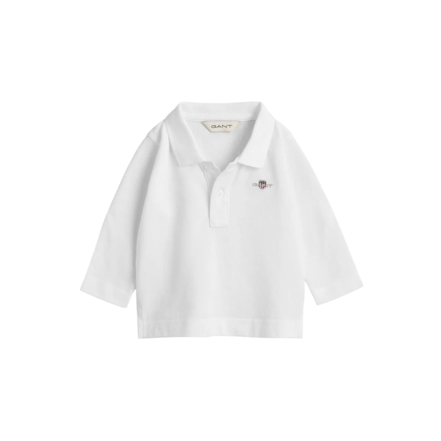 Gant - White long sleeved polo T-shirt, 6m-18m
