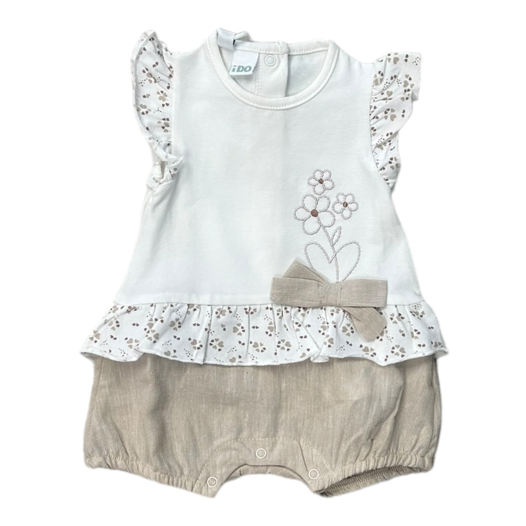 iDO, rompers, iDO - Cream bubble, embroidered flower detail