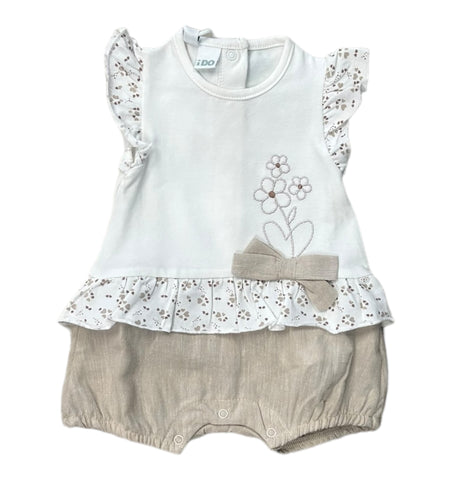 iDO, rompers, iDO - Cream bubble, embroidered flower detail