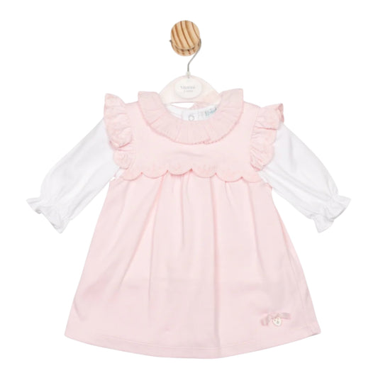 Mintini - Pink dress with mock white top underneath