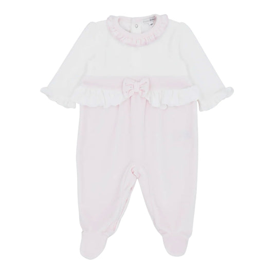 blues baby - Pink and white velour all in one