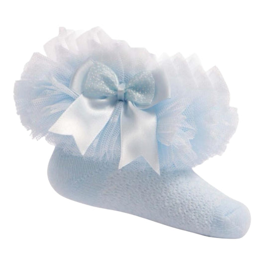 Soft Touch - ankle ruffle socks, blue
