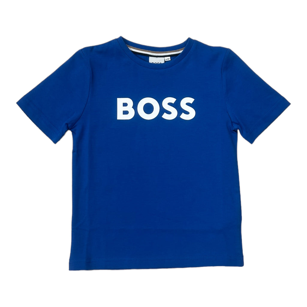 Boss, T-shirts, Boss - Crew neck, Bright blue T-shirt with BOSS front print