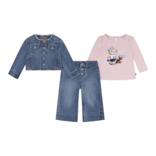 Levi’s - Girls 3 piece outfit, denim jacket, jeans and LS T-shirt