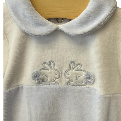 Deolinda - Velour romper, Blue/White