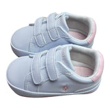 Ralph Lauren, footwear, Ralph Lauren - White faux leather baby shoes, pink trim, trainer style, velcro