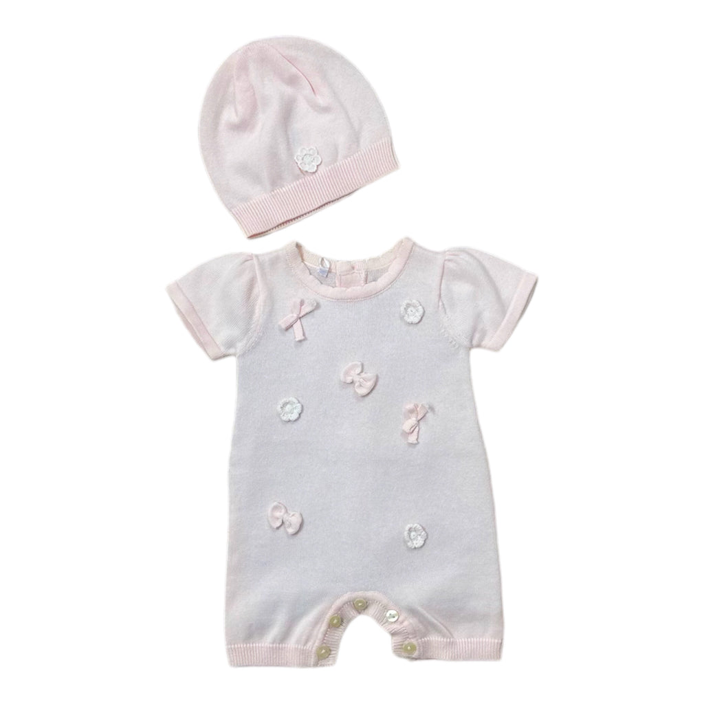 Emile et Rose, All in Ones, Emile et Rose - Pink knit all in one with hat, Beverley