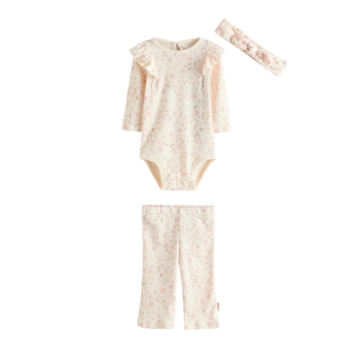 Huggies - Floral 3 piece outfit, Bodysuit, trousers and headband