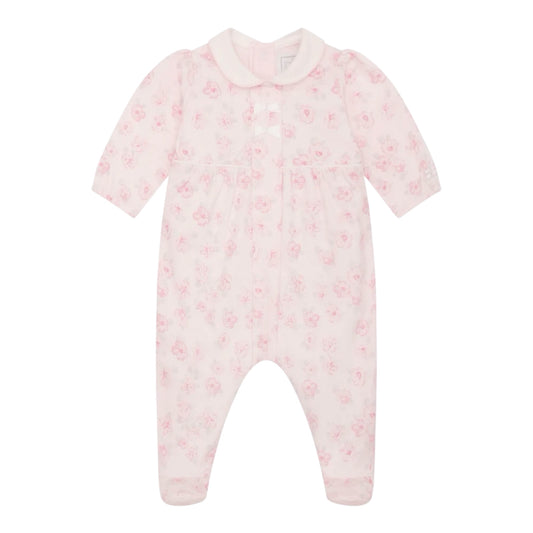 Emile et Rose - Pink all in one with all over floral print, with matching headband
