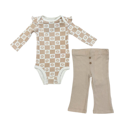 Huggies - Beige ribbed set
