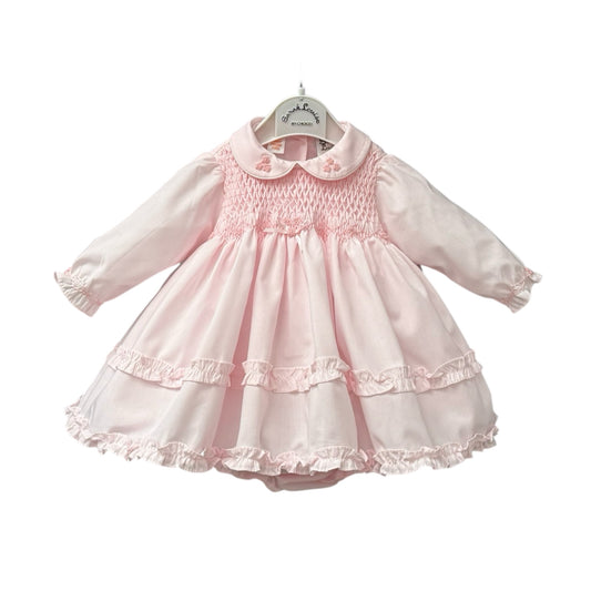 Sarah Louise - Traditional pink hand smocked dress with pants
