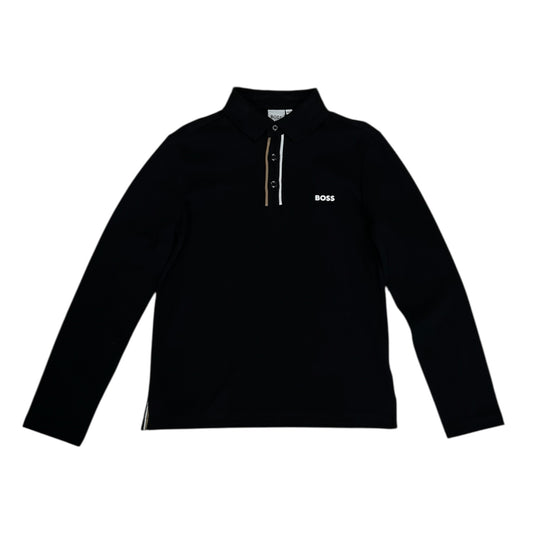 Boss - Black long sleeved polo T-shirt