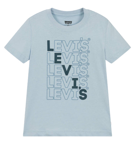 Levi's, , Levi's - Blue crew neck T-shirt with repeated  Levi's front print