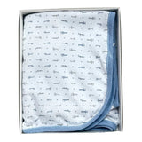 Rapife - Blanket with all over aeroplane print, pale blue