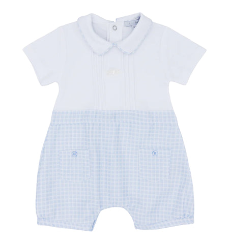 blues baby, All in ones, blues baby - Pale blue and white romper