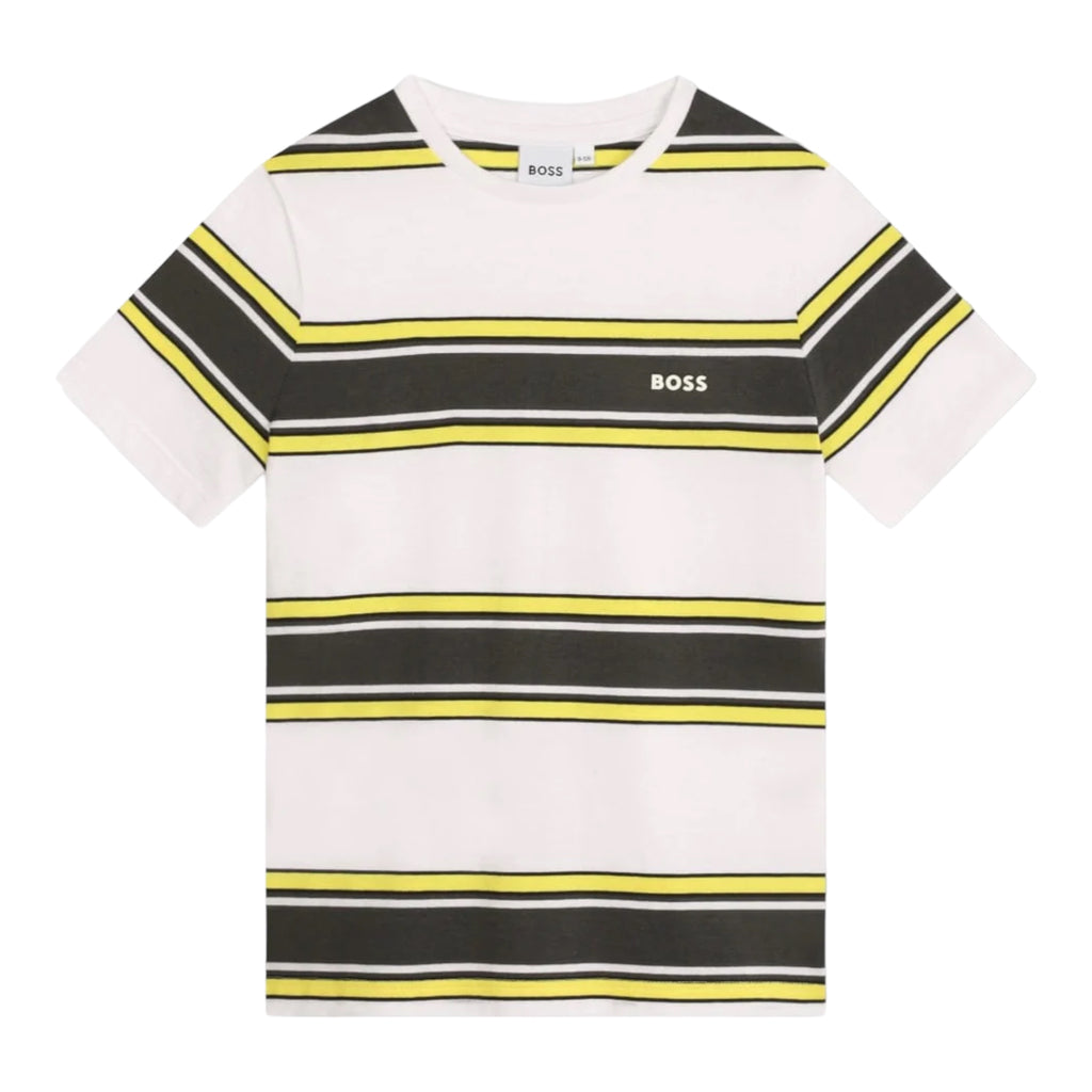 Boss, T-shirts, Boss - lemon/grey stripe t-shirt, J50721
