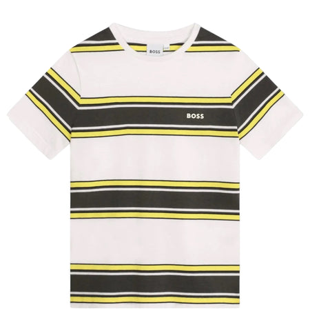 Boss, T-shirts, Boss - lemon/grey stripe t-shirt, J50721