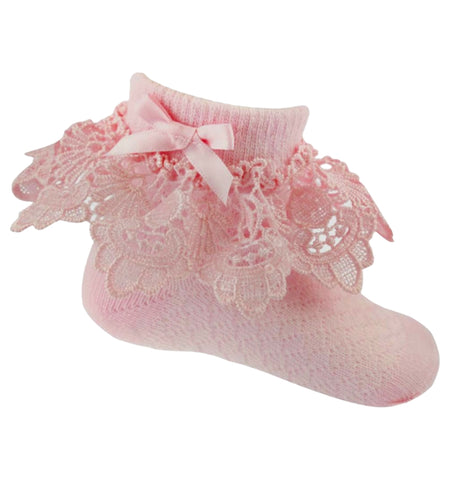 Betty Mckenzie, Socks, Soft Touch - ankle lace frill socks pink