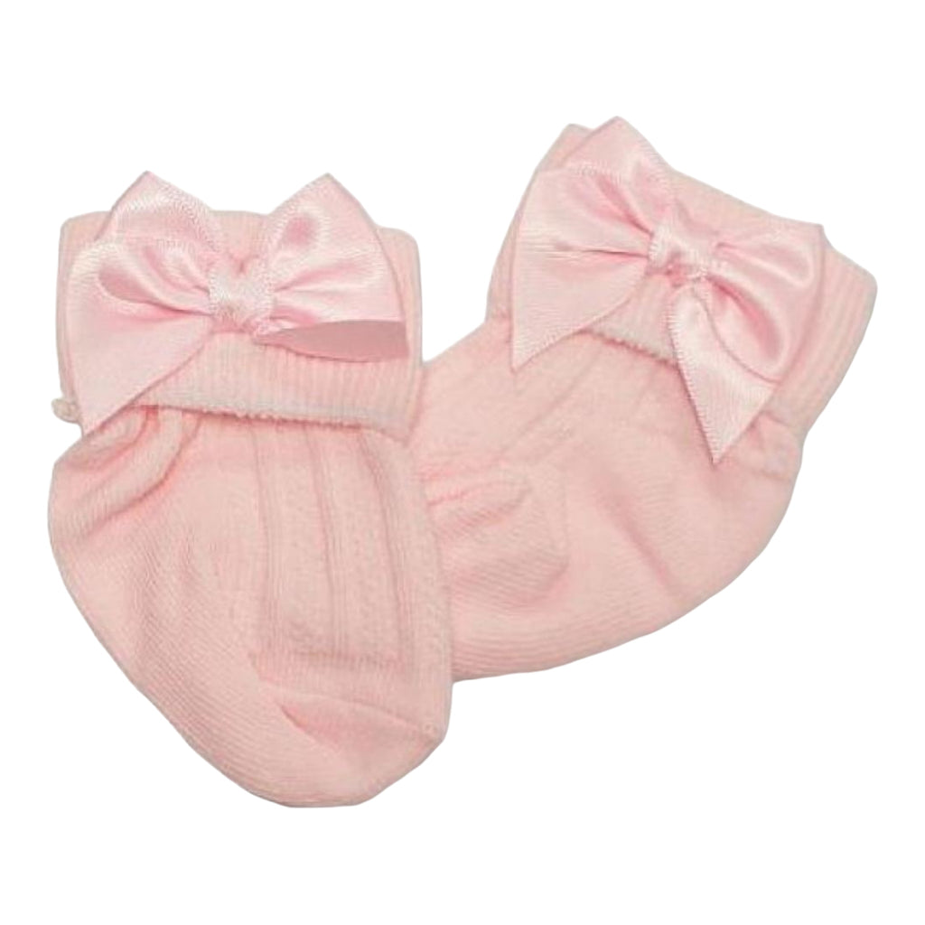 Betty Mckenzie, Socks, Betty Mckenzie - Light pink newborn ankle socks with side bow