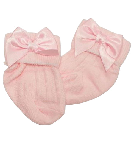 Betty Mckenzie, Socks, Betty Mckenzie - Light pink newborn ankle socks with side bow