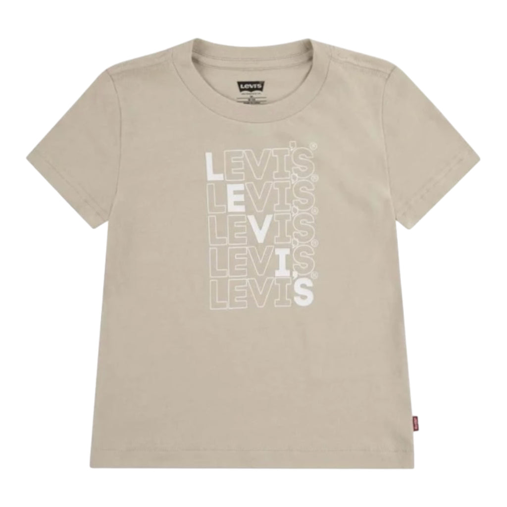 Levi's, , Levi's - Beige crew neck T-shirt with repeated  Levi's front print