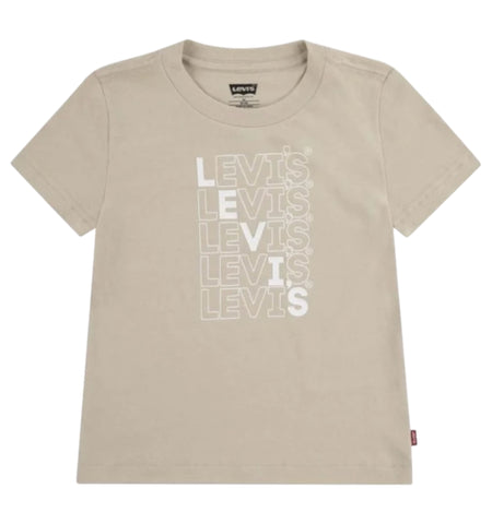 Levi's, , Levi's - Beige crew neck T-shirt with repeated  Levi's front print
