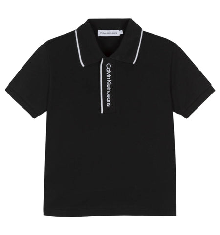 Calvin Klein, T-shirts, Calvin Klein - Black polo T-shirt with white edging