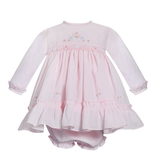 Sarah Louise - Traditional pink hand smocked dress with pants