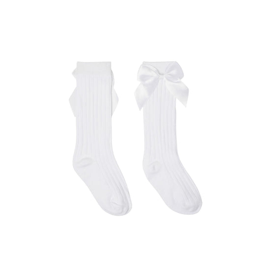 Betty - long bow socks white