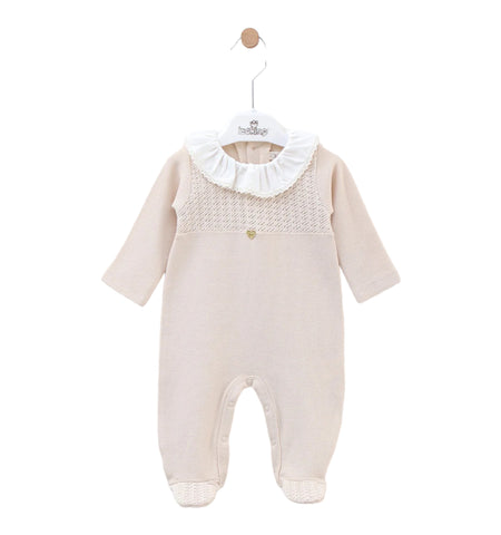 Leo king - Beige romper with long sleeves and feet