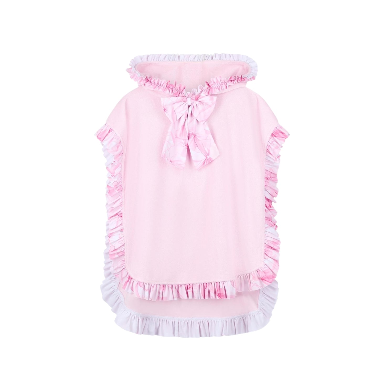 A’Dee - Hooded Pink Beach poncho, ruffle detail