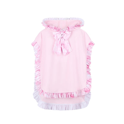 A’Dee - Hooded Pink Beach poncho, ruffle detail