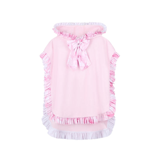 A’Dee - Hooded Pink Beach poncho, ruffle detail