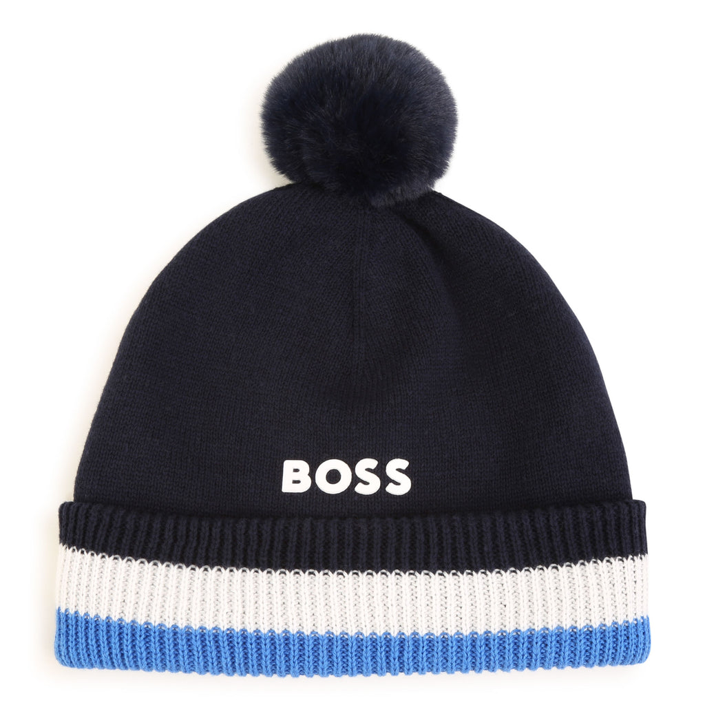 Boss, Hats, Boss - Boys navy knit pull on hat