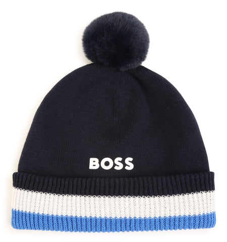 Boss, Hats, Boss - Boys navy knit pull on hat