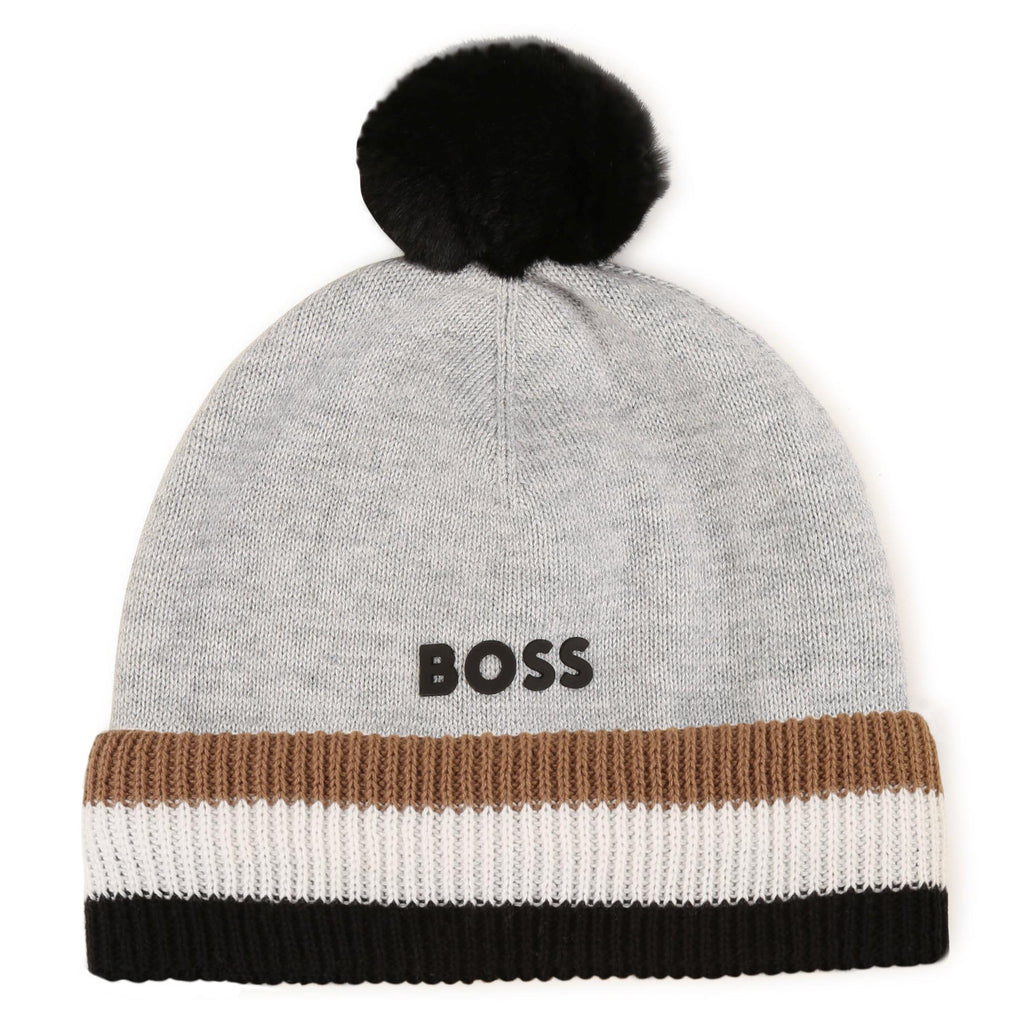 Boss, Hats, Boss - Boys grey bobble hat